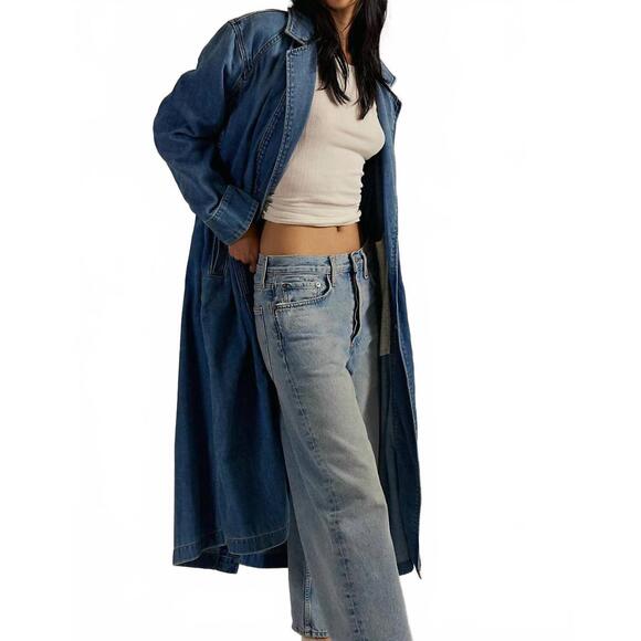 NEW FREE PEOPLE monique maxi duster in indigo - Picture 4 of 5